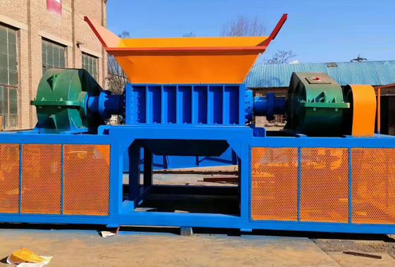 Rubber Waste Tire Shredder , Plastic Bottles Metal Scrap Shredder Machine 11rpm