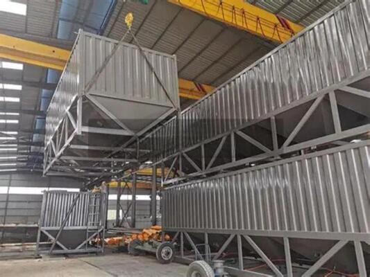 Equipos para plantas de cemento Silo de cemento horizontal con puertos de descarga múltiple, Tanque de almacenamiento de cemento para maquinaria minera